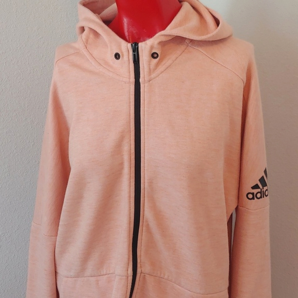 Adidas Men's Pink Full Zipper Hooded Sweatshirt Jacket size Large